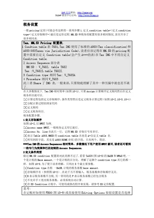SAP资料 SAP 税务代码设置 发票校验