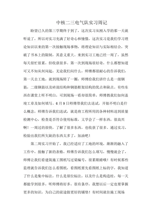 中核二三电气队实习周记