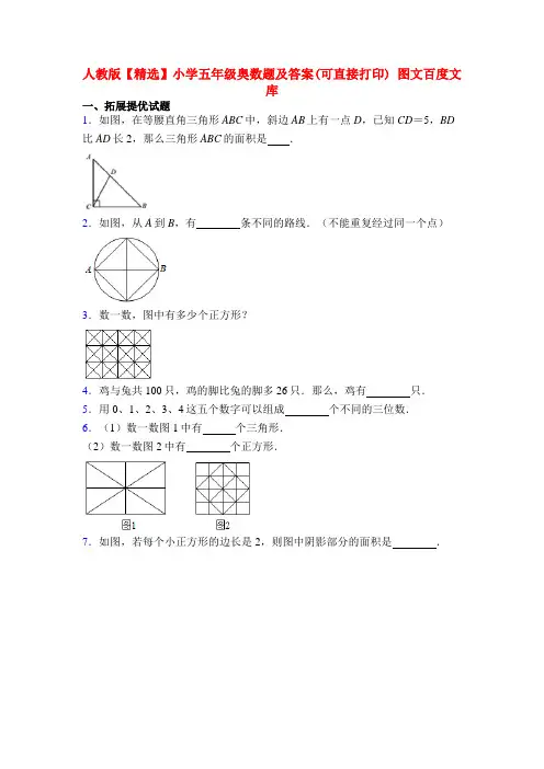 人教版【精选】小学五年级奥数题及答案(可直接打印) 图文百度文库