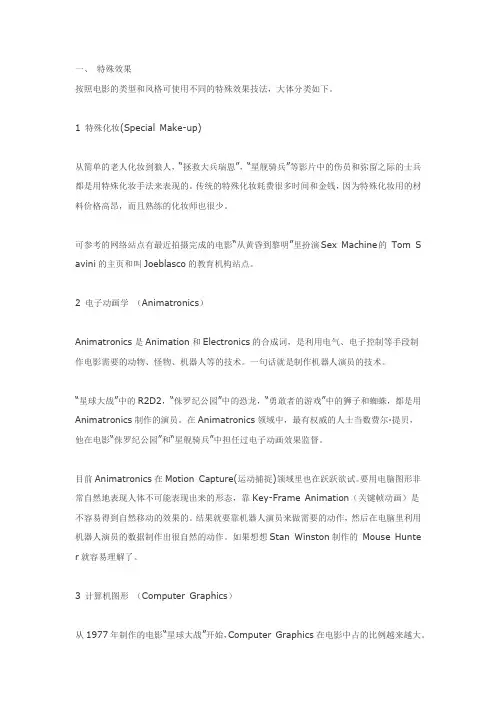 关于影视制作的术语