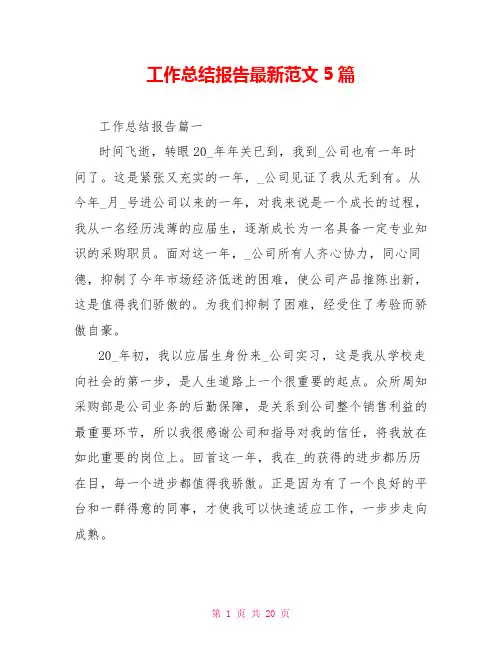 工作总结报告最新范文5篇