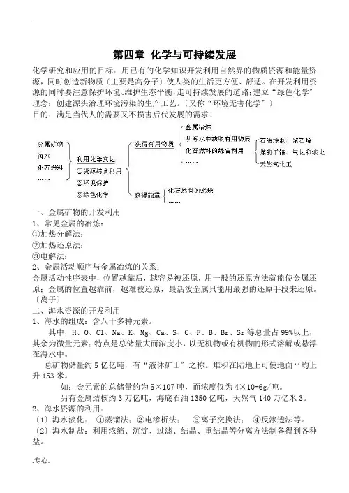 高中化学新人教必修2 第四章 化学与可持续发展