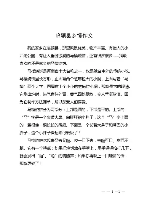 临颍县乡情作文