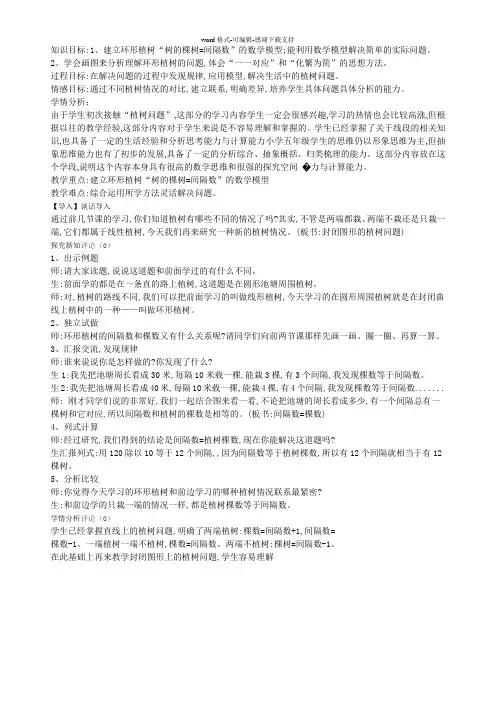 封闭图形的植树问题教学设计