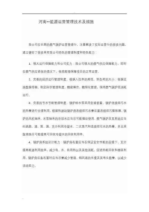 能源运营管理技术及措施