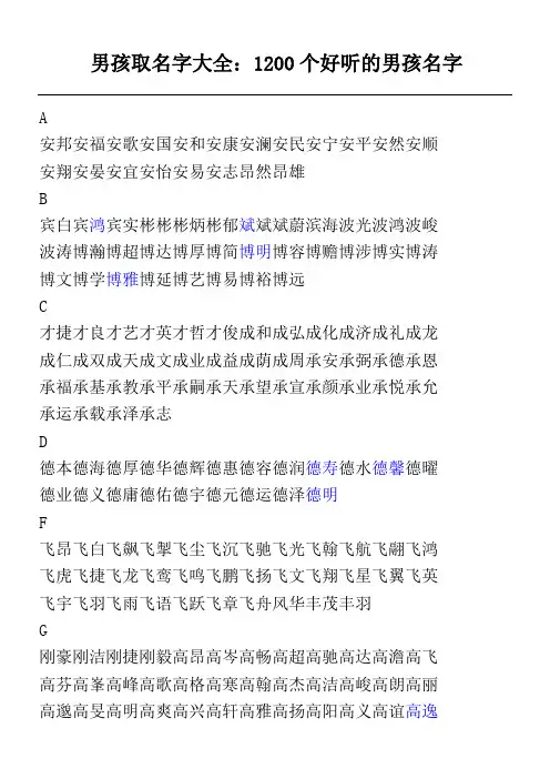 好听的男孩名字大全