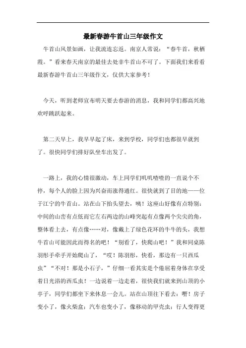 最新春游牛首山三年级作文