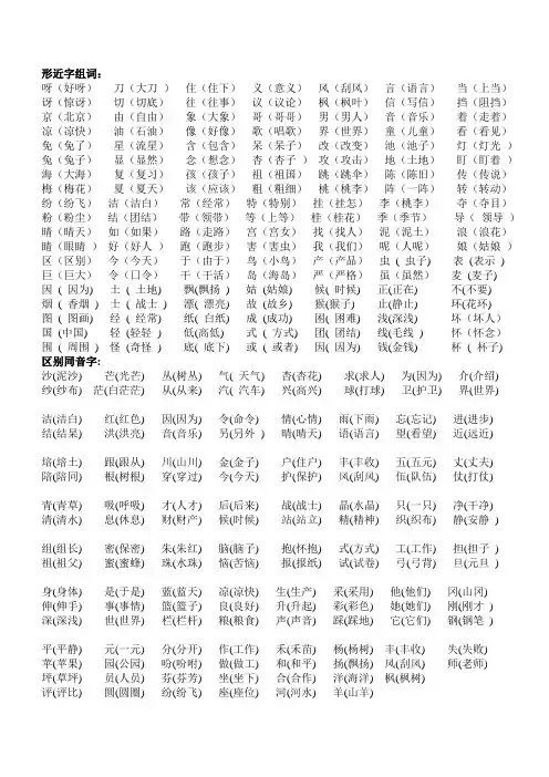形近字组词
