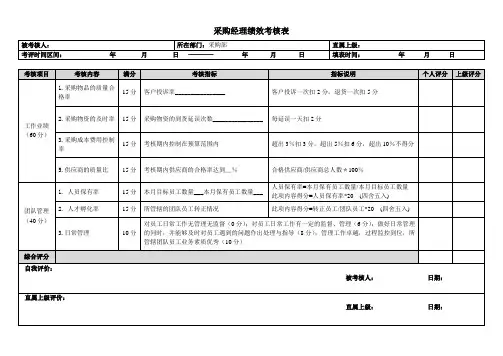采购经理绩效考核表