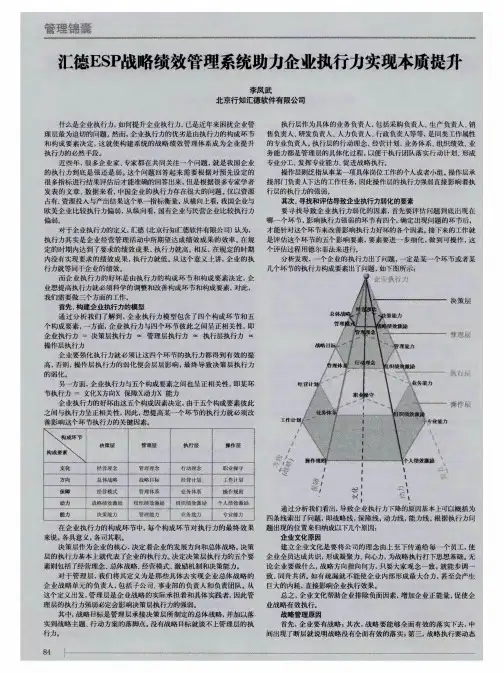 汇德ESP战略绩效管理系统助力企业执行力实现本质提升