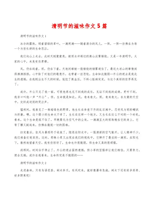 清明节的滋味作文5篇