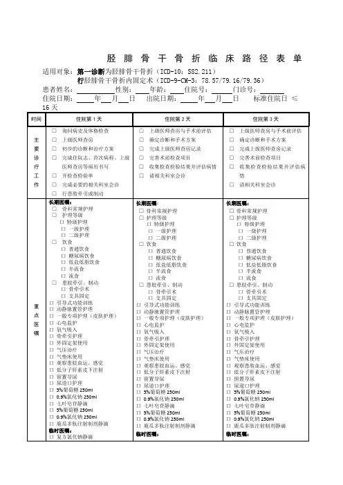 胫腓骨骨折临床路径改