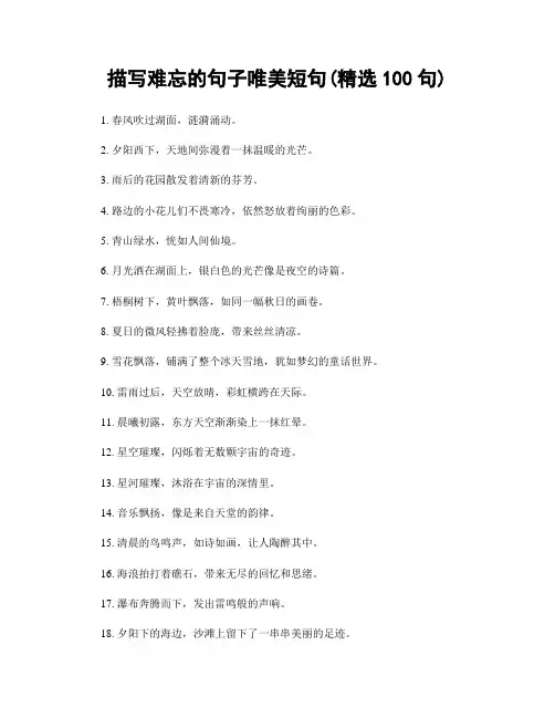 描写难忘的句子唯美短句(精选100句)