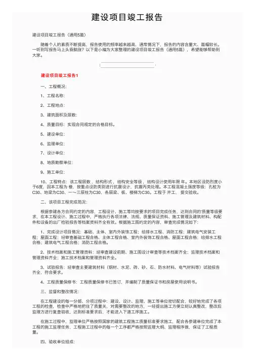 建设项目竣工报告
