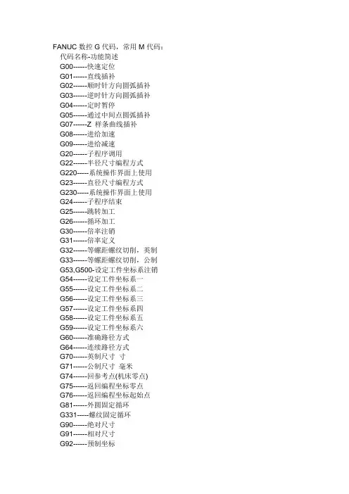 数控车床G指令和M代码详细解释