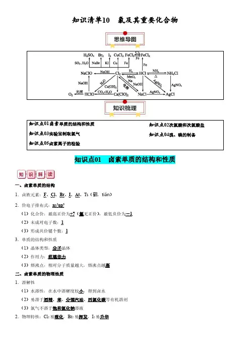 2024年高考化学一轮复习知识清单10  氯及其重要化合物