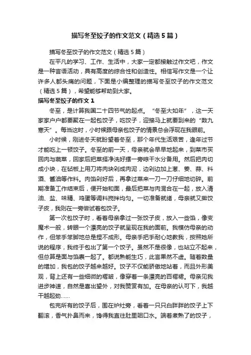 描写冬至饺子的作文范文（精选5篇）