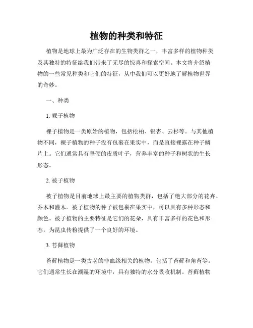 植物的种类和特征