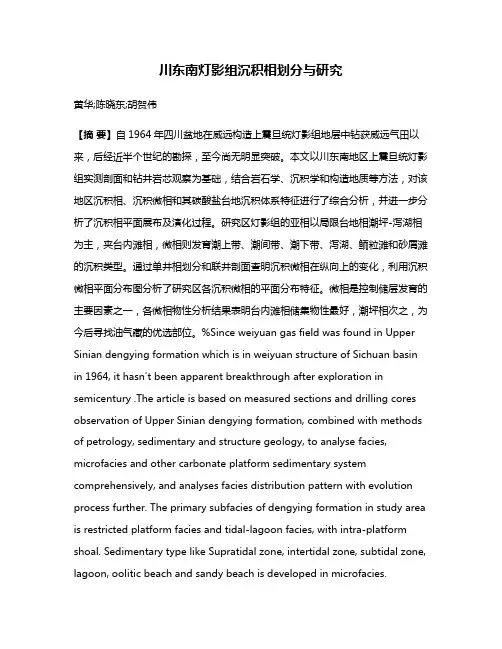 川东南灯影组沉积相划分与研究