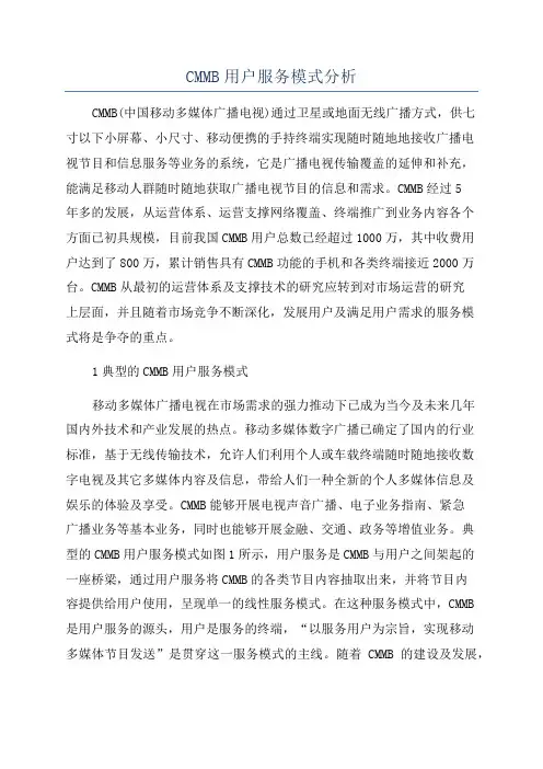 CMMB用户服务模式分析