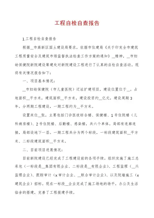 工程自检自查报告