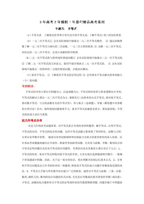 2014年高考数学不等式复习知识