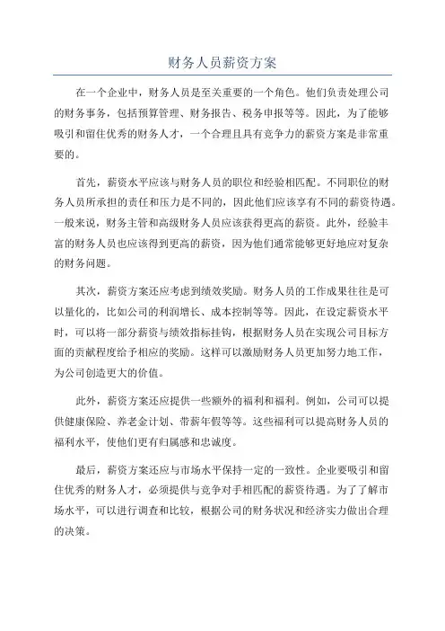 财务人员薪资方案