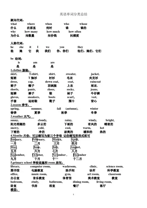 英语单词分类总结