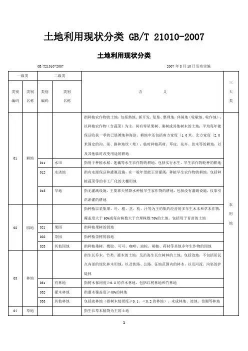 2007年土地利用现状分类