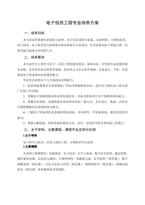 电子信息工程专业培养方案