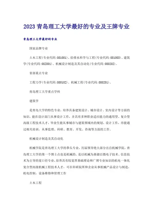 2023高考_青岛理工大学最好的专业及王牌专业