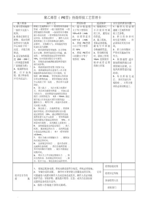 PE管焊接工艺设计卡与PE管道焊接标准.pdf
