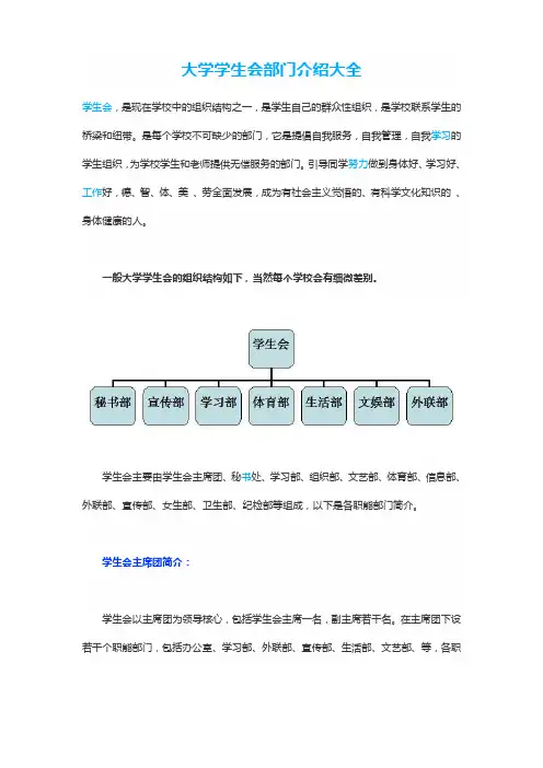 大学学生会部门介绍大全