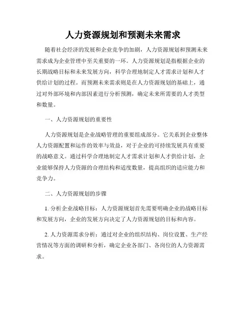 人力资源规划和预测未来需求