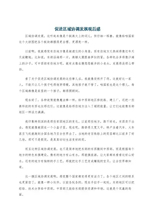 促进区域协调发展观后感