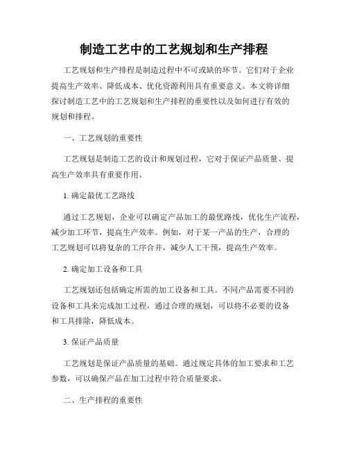制造工艺中的工艺规划和生产排程
