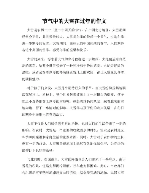 节气中的大雪在过年的作文