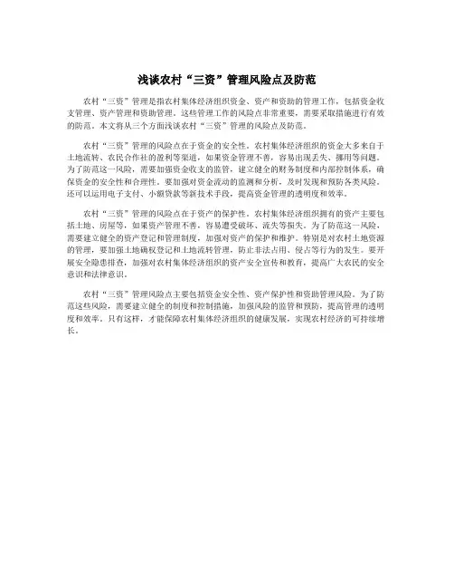 浅谈农村“三资”管理风险点及防范