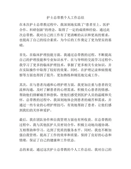 护士总带教个人工作总结