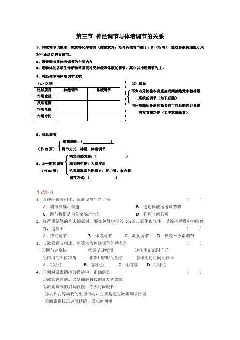 第三节 神经调节与体液调节的关系