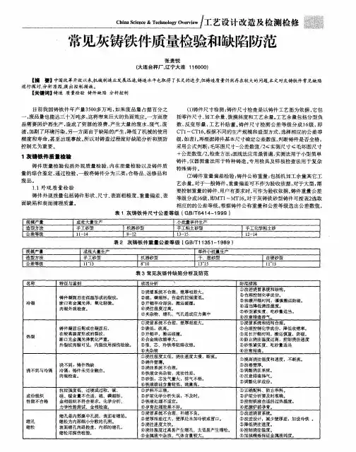 常见灰铸铁件质量检验和缺陷防范