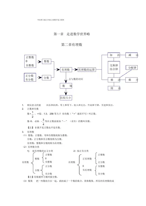 华师大七年级上数学总复习资料
