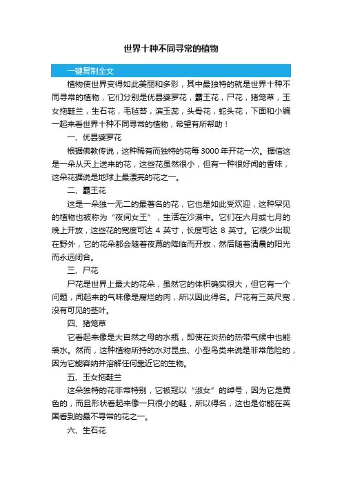 世界十种不同寻常的植物