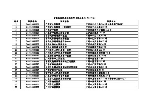 广东省直医保定点医院名单)