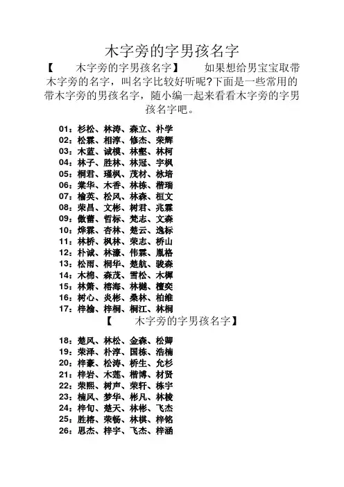 木字旁的字男孩名字