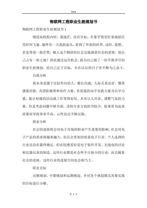 物联网工程职业生涯规划书