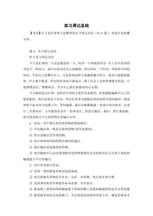 实习周记总结