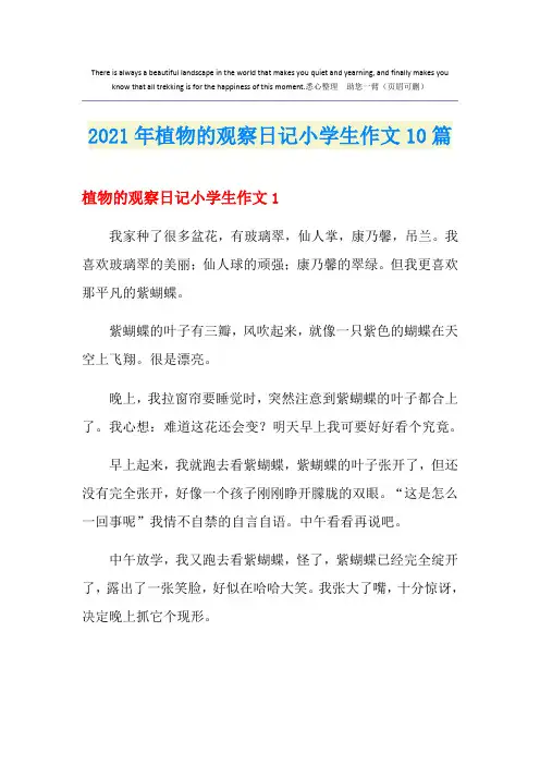 2021年植物的观察日记小学生作文10篇