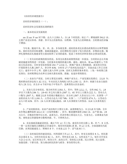 农村经济调查报告16篇