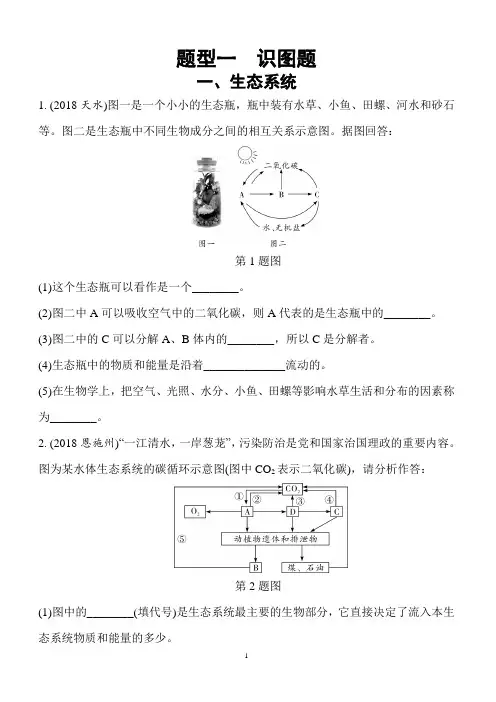 2019年中考生物重点题型突破题型一识图题1.生态系统(含答案解析)